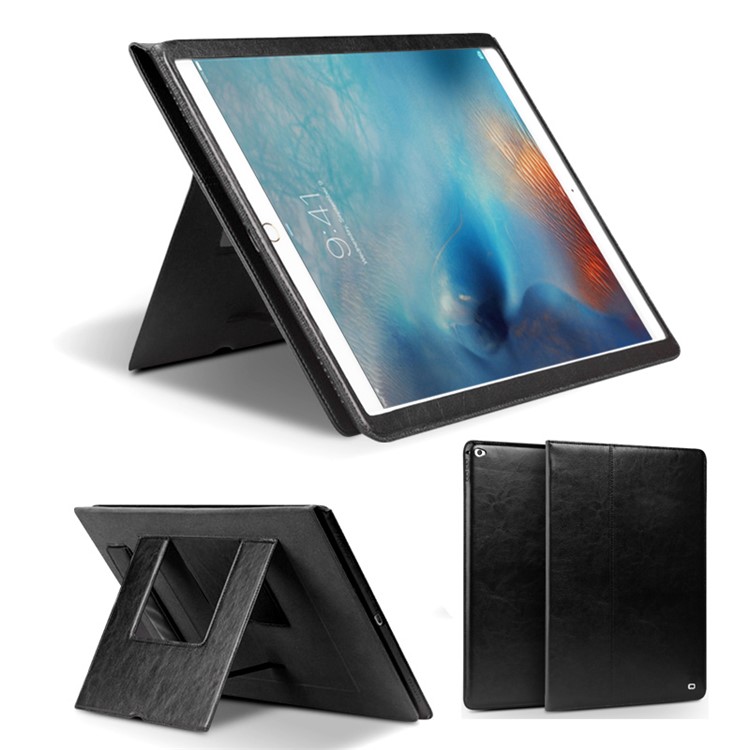 QIALINO Smart Genuine Leather Case Stand for iPad Pro 12.9 inch - Black-1