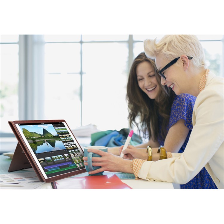 QIALINO Smart Genuine tampa de couro Stand para iPad Pro 12,9 polegadas - Brown-14