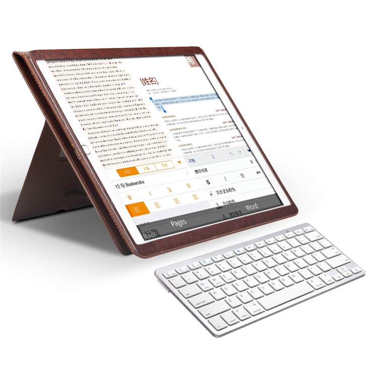 QIALINO Smart Genuine tampa de couro Stand para iPad Pro 12,9 polegadas - Brown-5