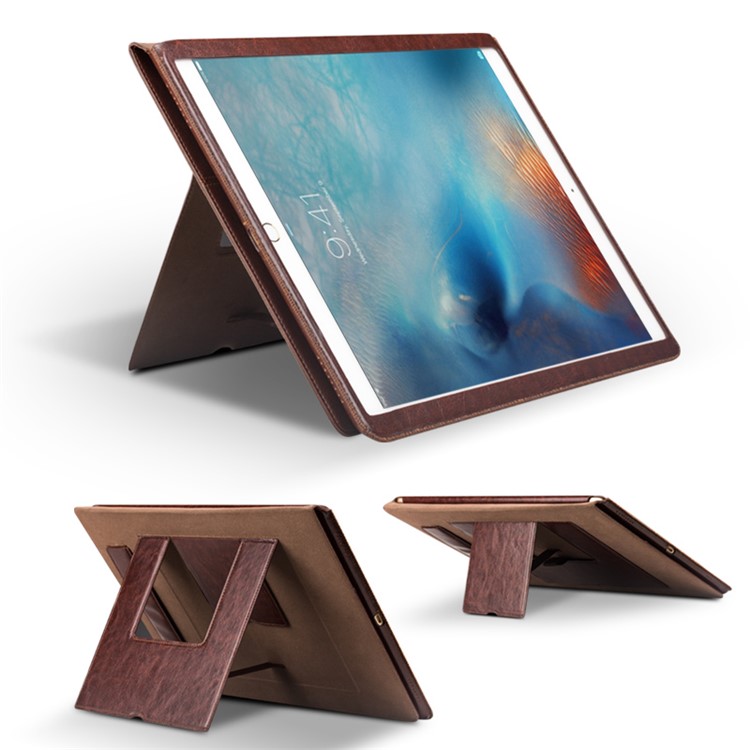 QIALINO Smart Genuine tampa de couro Stand para iPad Pro 12,9 polegadas - Brown-6