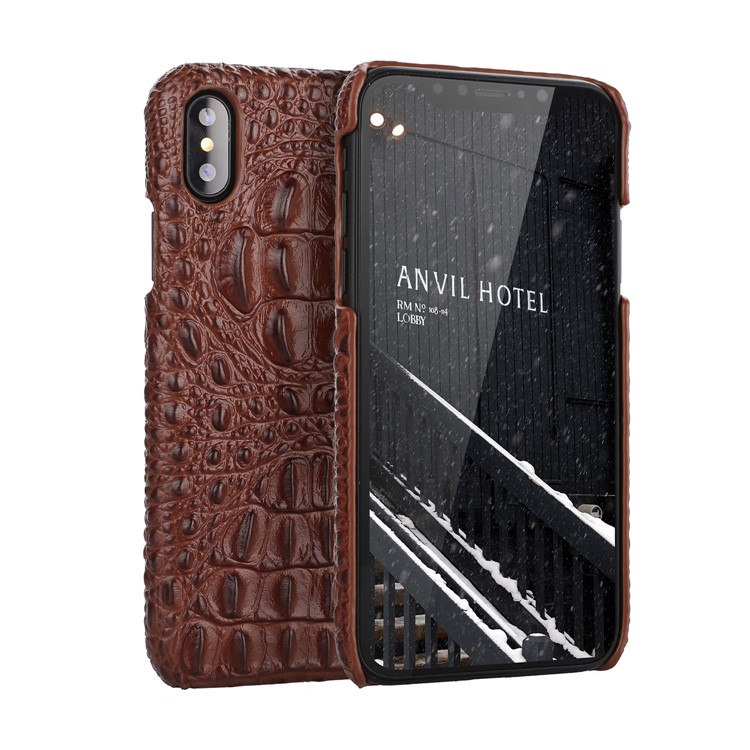 

Кожаный Чехол Из Кожи Крокодиловой Кожи С Кожаным Покрытием Для Iphone XS Max 6.5 Inch - Коричневый