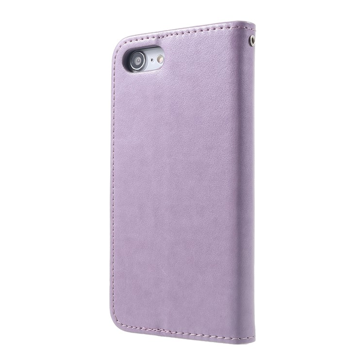 Impressão Gato E Peixe Osso Carteira Capa Protetora De Couro Para O Iphone 8 / 7 - Roxa-3