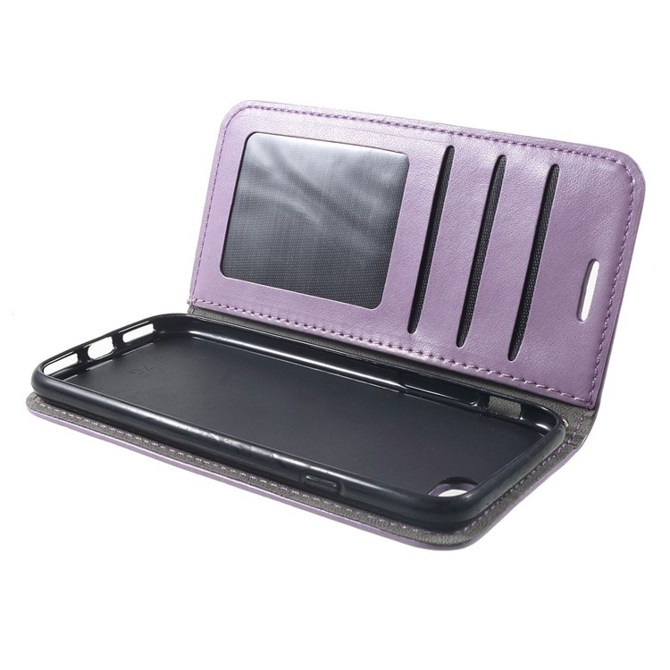 Impressão Gato E Peixe Osso Carteira Capa Protetora De Couro Para O Iphone 8 / 7 - Roxa-6