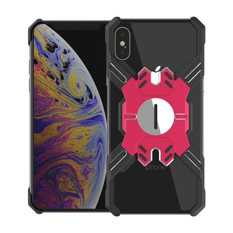 

Heroes Series Bumper for iPhone XS 5.8 inch [X-Shaped] Electroplating Metal Bumper Case with Kickstand - Red / Black