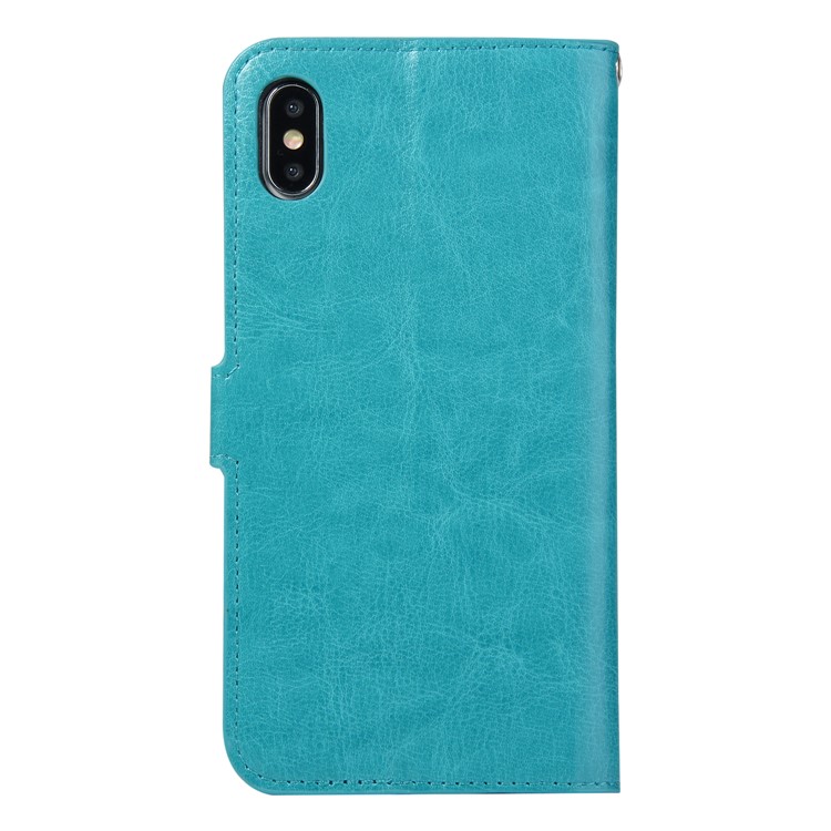 

Crazy Horse Magnetic Stand Wallet PU Leather Protective Cell Phone Cover for iPhone XS Max 6.5 inch - Blue, iPhone XS Max