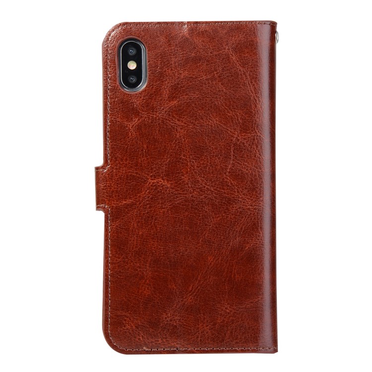

Сумасшедшая Лошади Магнитный Стенд Кошелек PU Кожа Флип Чехол Для Iphone XS Макс 6.5 Дюймов - Коричневый, iPhone XS Max