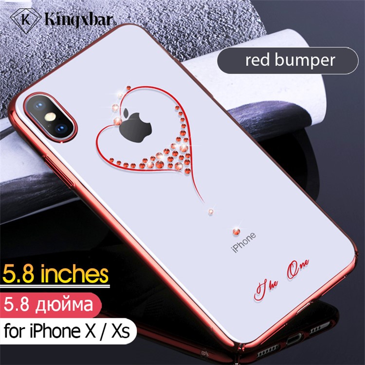 

KINGXBAR Серии Желаний PC Оболочка Разрекламирована Swarovski Декорированная Крышка Для Iphone XS 5.8 Inch - Красный Бампер