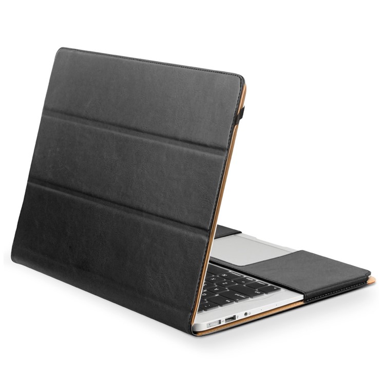 QIALINO PU Leather Tri-fold Stand Case for MacBook Air 13.3-inch - Black-3