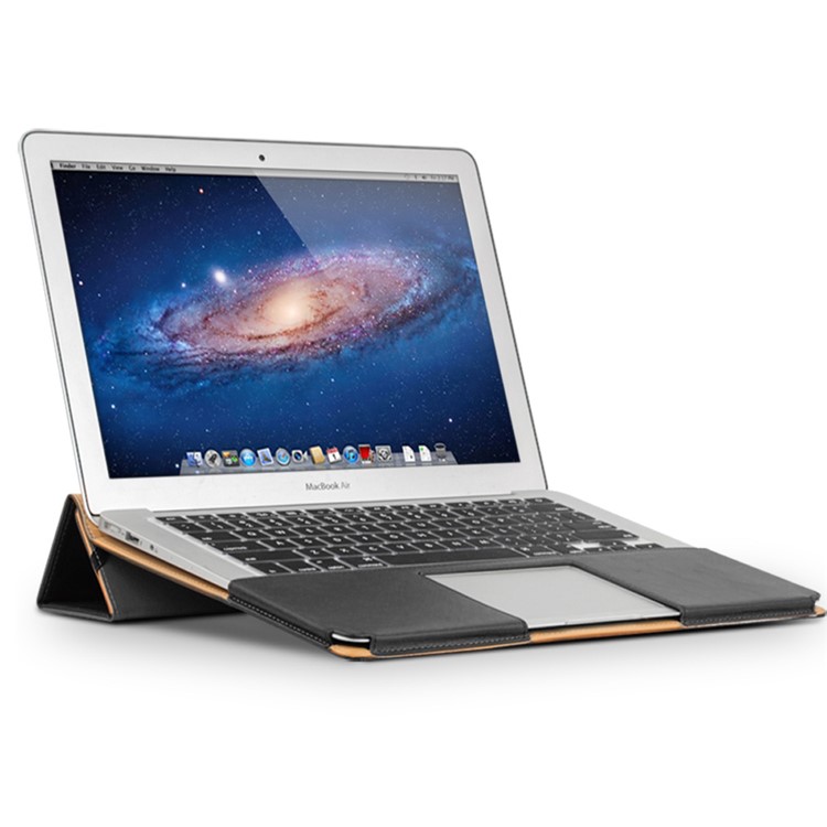 QIALINO PU Leather Tri-fold Stand Case for MacBook Air 13.3-inch - Black-4