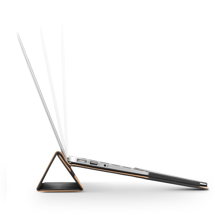 QIALINO PU Leather Tri-fold Stand Case for MacBook Air 13.3-inch - Black-5