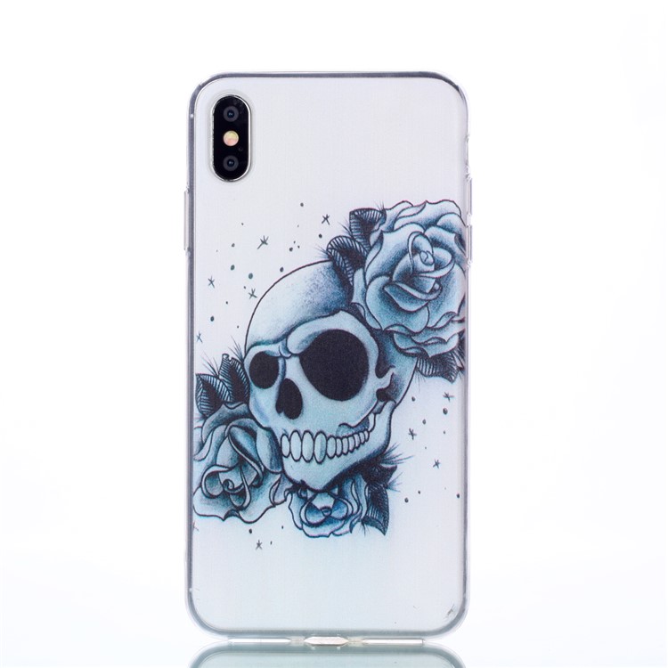 

Ultra Thin Vivid Patterned Soft TPU Back Casing for iPhone XS Max 6.5 inch - Skull and Flower, iPhone XS Max 6.5 inch