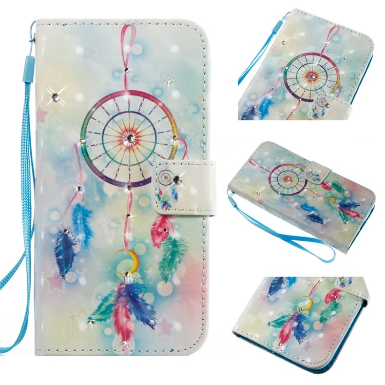 

Patterned Light Spot Decor Diamond Stand Leather Mobile Cover for iPhone XS / X 5.8 inch - Dream Catcher