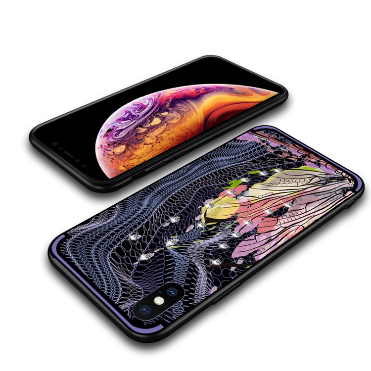 El Rhinestone único Del Modelo De La Libélula De La Serie De NXE Adornó La Cáscara Del Teléfono Del Gel De TPU Para El Iphone XS Máximo 6.5 Pulgadas - Púrpura-2