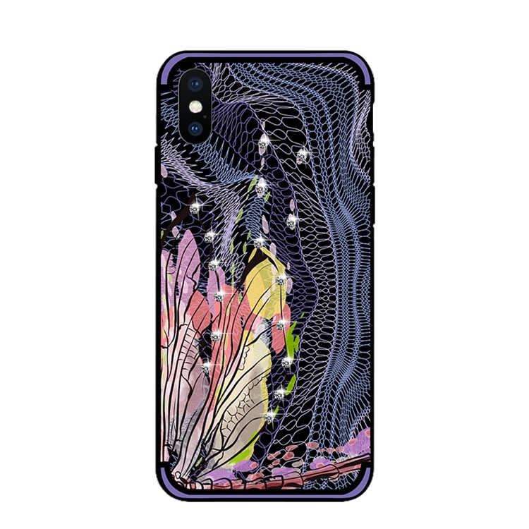 El Rhinestone único Del Modelo De La Libélula De La Serie De NXE Adornó La Cáscara Del Teléfono Del Gel De TPU Para El Iphone XS Máximo 6.5 Pulgadas - Púrpura-3