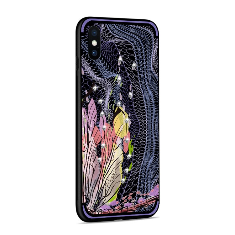 El Rhinestone único Del Modelo De La Libélula De La Serie De NXE Adornó La Cáscara Del Teléfono Del Gel De TPU Para El Iphone XS Máximo 6.5 Pulgadas - Púrpura-5