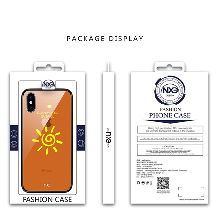 NXE Planet Series Case for iPhone XS 5.8 inch 9H Glass Back + TPU Edge Hybrid Cover - Orange Sun Pattern-6