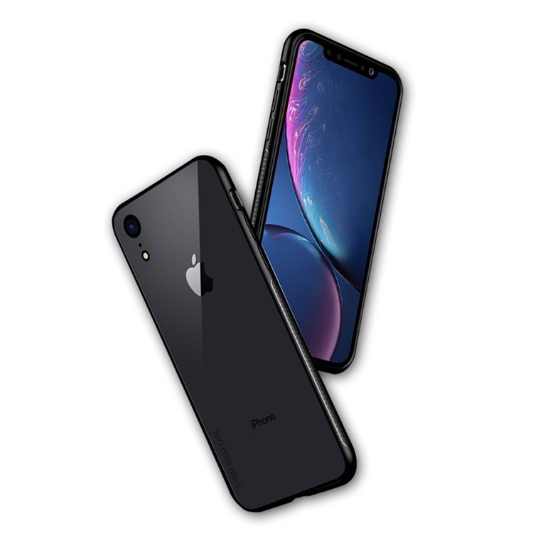 NXE Clear 9H Glass Back + TPU Edge Hybrid Case for iPhone XR 6.1 inch - Black-2