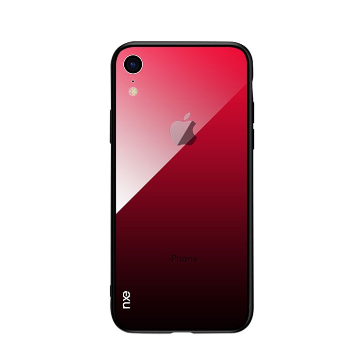 

NXE Шаблон Градиента Рампы 9H Стекло Назад + TPU Края Гибридный Чехол Для Iphone XR 6,1 Дюйма - Красный / Черный, iPhone XR