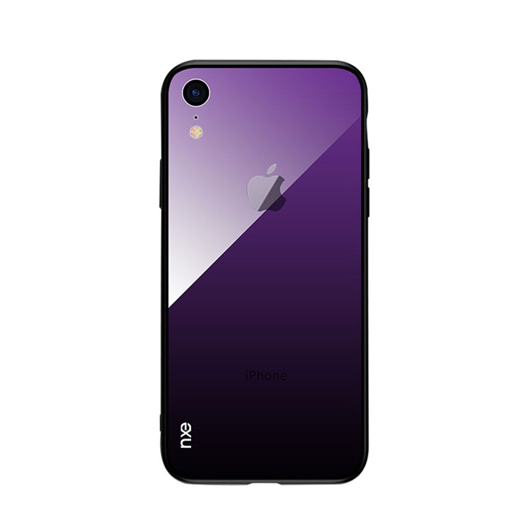 

NXE Шаблон Градиента Рампы 9H Стекло Назад + TPU Края Гибридный Чехол Для Iphone XR 6,1 Дюйма - Пурпурный / Черный, iPhone XR