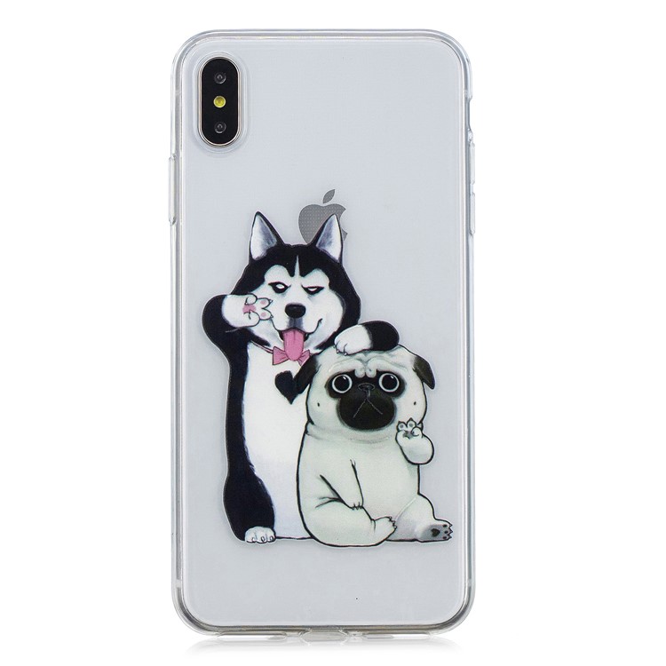 Embossment Scratch Resistant Clear Soft TPU Protective Case for iPhone XS Max 6.5 inch - Adorable Dogs-2