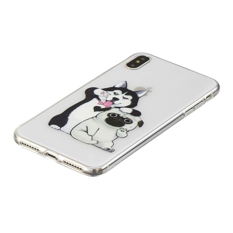 Embossment Scratch Resistant Clear Soft TPU Protective Case for iPhone XS Max 6.5 inch - Adorable Dogs-3