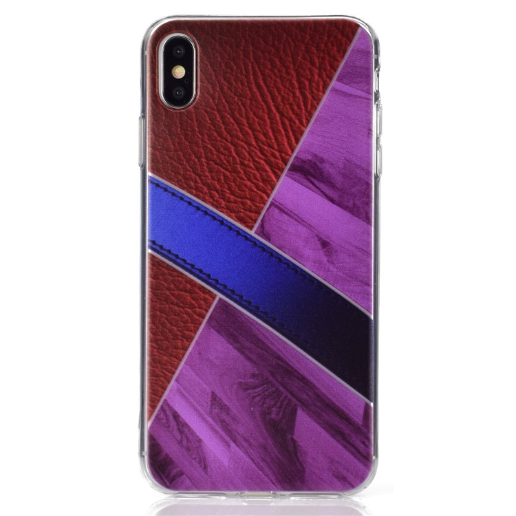 Pattern Printing Contrast Color Soft TPU Case for iPhone XS Max 6.5 inch - Brown / Light Purple-2