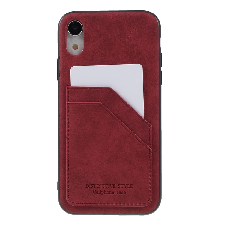 

Retro Style PU leather Coated TPU Cover with Double Card Slots for iPhone XR 6.1 inch - Red, iPhone XR