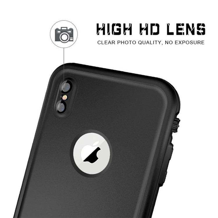 REDPEPPER Dot+ Series Dustproof Snowproof IP68 Waterproof Case with Kickstand for iPhone XS Max 6.5 inch - All Black-3