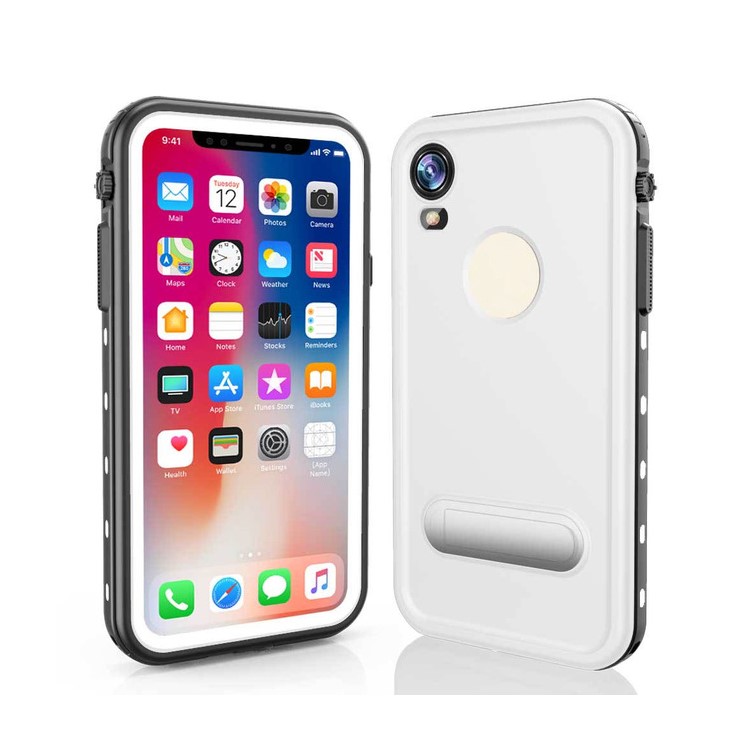 REDPEPPER Dot+ Series Dustproof Snowproof IP68 Waterproof Cover with Kickstand for iPhone XR 6.1 inch - White-1