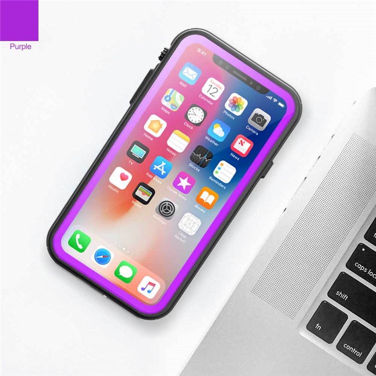 REDPEPPER Dot+ Series Dustproof Snowproof IP68 Waterproof Back Cover with Kickstand for iPhone XR 6.1 inch - Purple-2