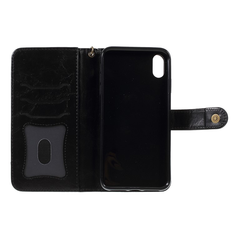 Detachable 2-in-1 Crazy Horse Wallet Leather Casing for iPhone XS Max 6.5 inch - Black-13