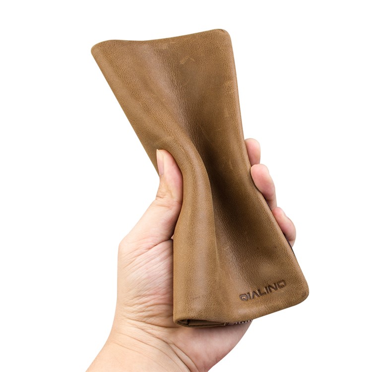 QIALINO Brieftasche Rindsleder Echtes Leder Tasche Shell Für IPhone XS Max 6,5 Zoll / iPhone XR 6.1 Zoll / iPhone XS 5,8 Zoll - Khaki-4