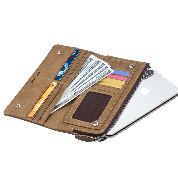 QIALINO Brieftasche Rindsleder Echtes Leder Tasche Shell Für IPhone XS Max 6,5 Zoll / iPhone XR 6.1 Zoll / iPhone XS 5,8 Zoll - Khaki-5