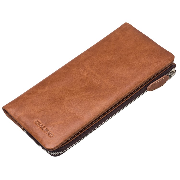 Qialino Wallet Wallet Cowhide Genuine Leather Pouch Corta Para Iphone XS Máx 6.5 Pulgadas / iPhone XR 6.1 Pulgadas / iPhone XS 5.8 Pulgadas - Marrón