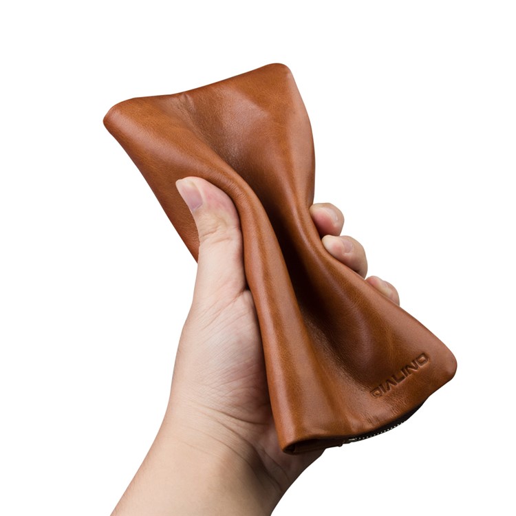 QIALINO Wallet Cowhide Genuine Leather Pouch Casing for iPhone XS Max 6.5 inch / iPhone XR 6.1 inch / iPhone XS 5.8 inch - Brown-5