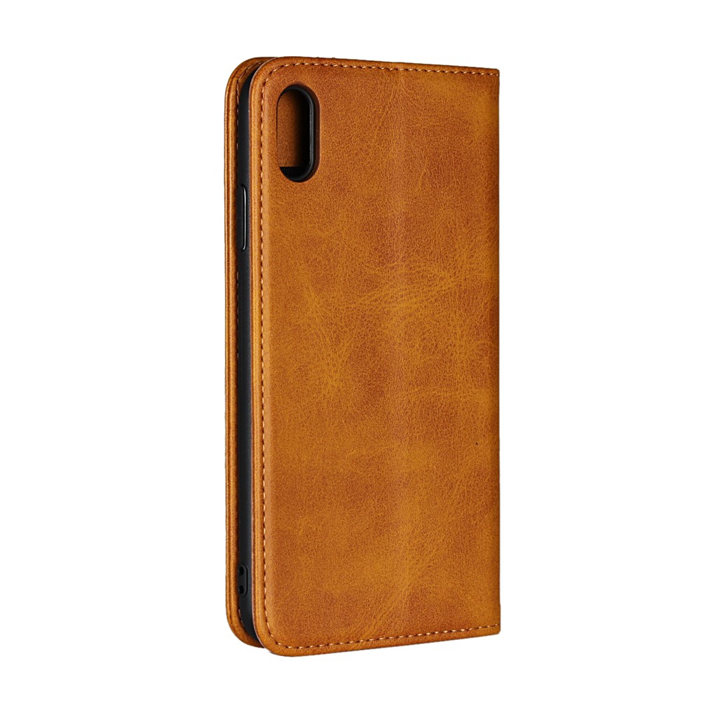 Caixa Móvel Da Carteira Magnética Do Couro Do Suporte Para O Iphone XS Max 6,5 Polegadas - Castanho-3