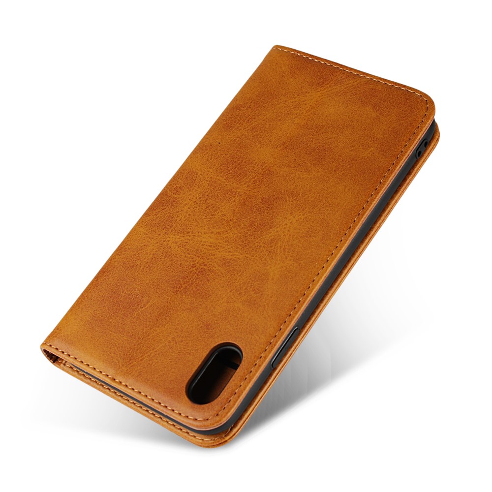 Caixa Móvel Da Carteira Magnética Do Couro Do Suporte Para O Iphone XS Max 6,5 Polegadas - Castanho-6