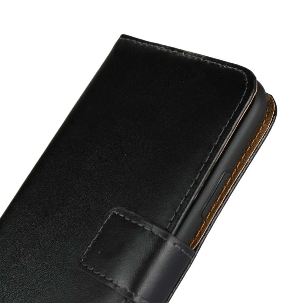 For iPhone XS 5.8 inch Genuine Split Leather Stand Wallet Flip Case - Black-8