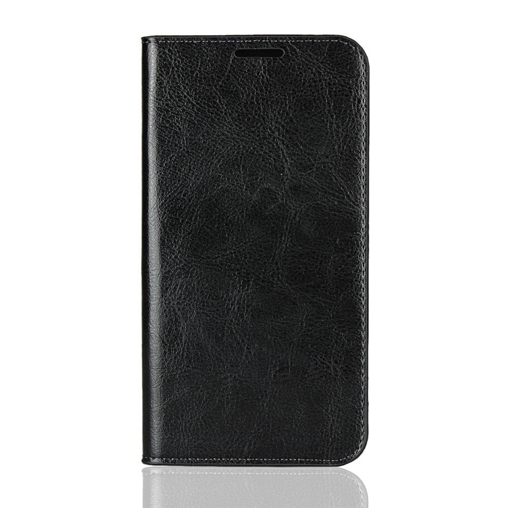 For iPhone XS Max 6.5 inch Crazy Horse Genuine Leather Wallet Case with Stand - Black-2