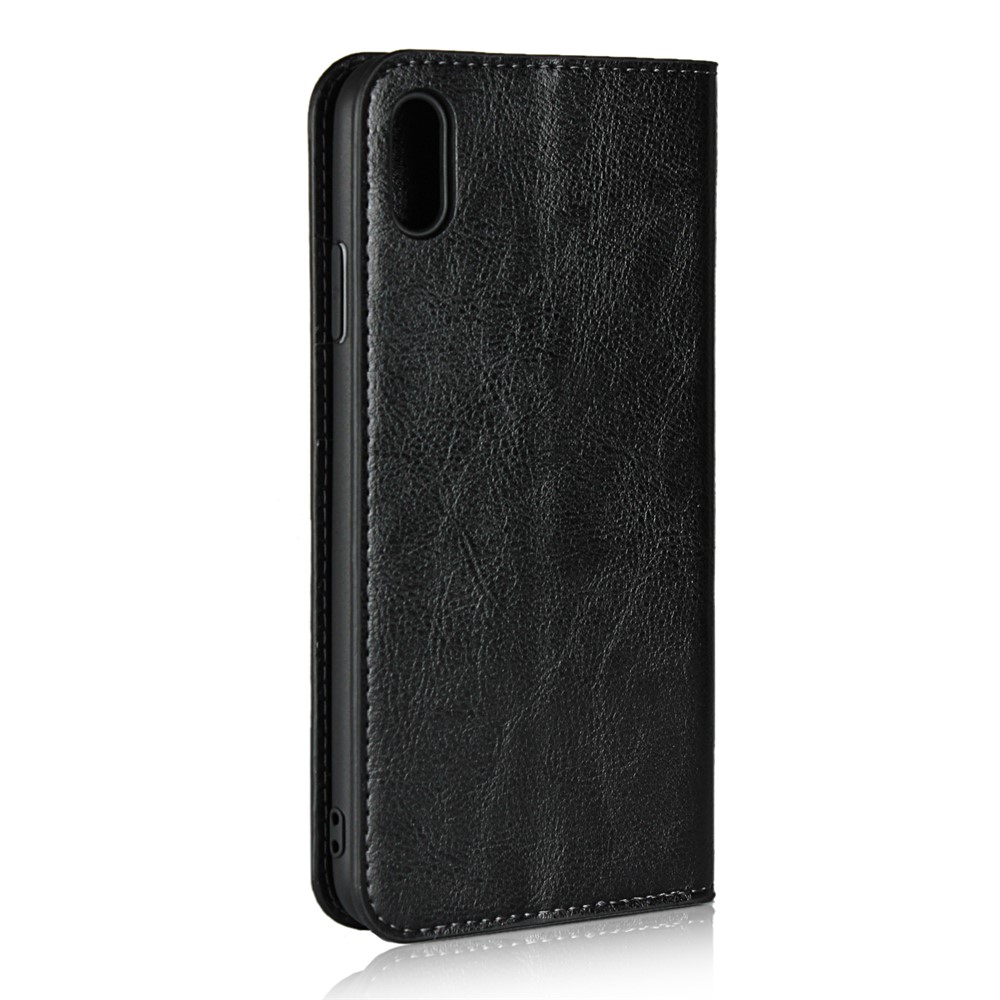 For iPhone XS Max 6.5 inch Crazy Horse Genuine Leather Wallet Case with Stand - Black-3