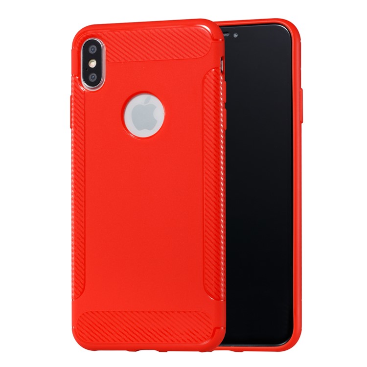 

Текстура Углеродного Волокна Мягкая Задняя Оболочка Телефона TPU Для Iphone XS Max 6.5 Inch - Красный, iPhone XS Max