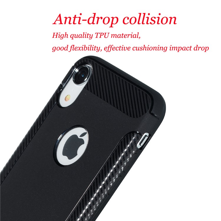 Carbon Fiber Texture Soft TPU Phone Protection Case for iPhone XR 6.1 inch - Black-3