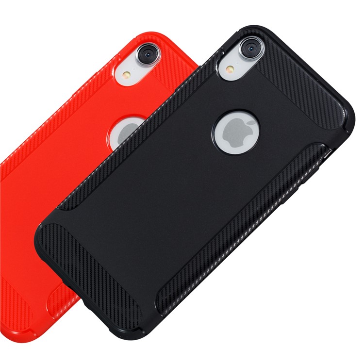 Carbon Fiber Texture Soft TPU Phone Protection Case for iPhone XR 6.1 inch - Black-4