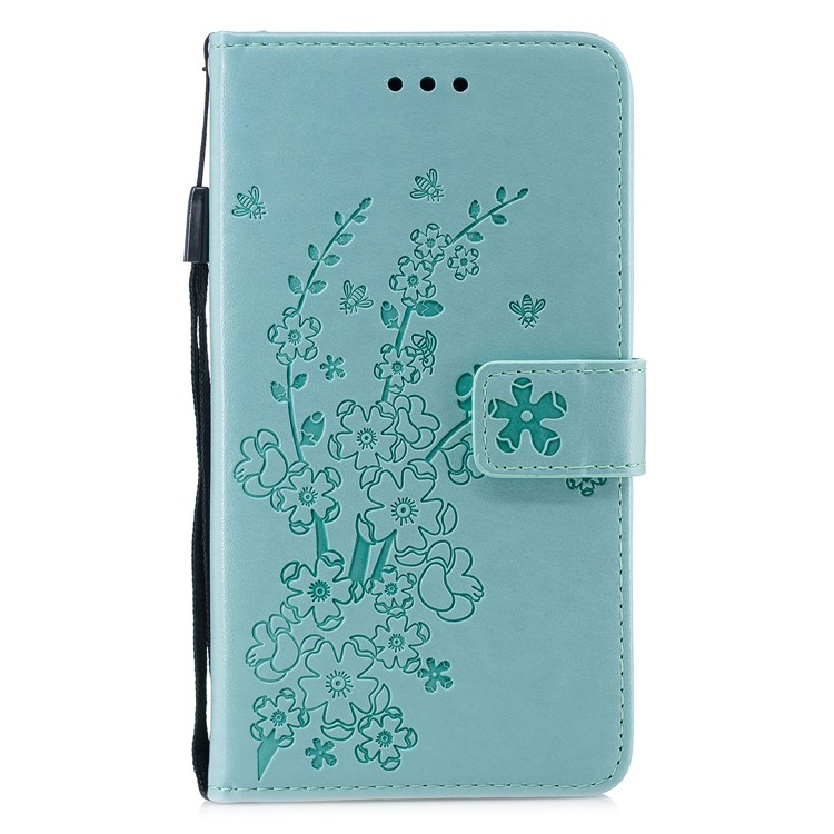 

Imprint Flower Wallet Leather Case with Stand for iPhone XR 6.1 inch - Baby Blue, iPhone XR
