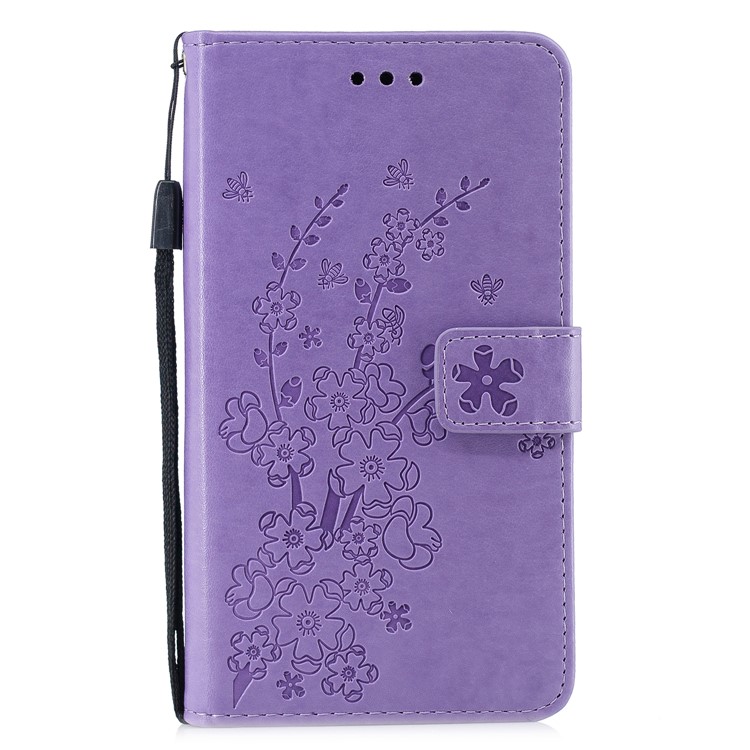 

Imprint Flower Wallet Leather Cover with Stand for iPhone XR 6.1 inch - Purple, iPhone XR