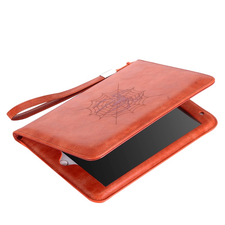 Imprint Spider Pattern Wallet Leather Handhold Tablet Case with Strap for iPad 9.7-inch (2018) / iPad 9.7-inch (2017) / iPad Pro 9.7 inch (2016) / Air 2 / Air - Orange-11