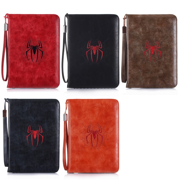 Imprint Spider Pattern Wallet Leather Handhold Tablet Case with Strap for iPad 9.7-inch (2018) / iPad 9.7-inch (2017) / iPad Pro 9.7 inch (2016) / Air 2 / Air - Orange-16