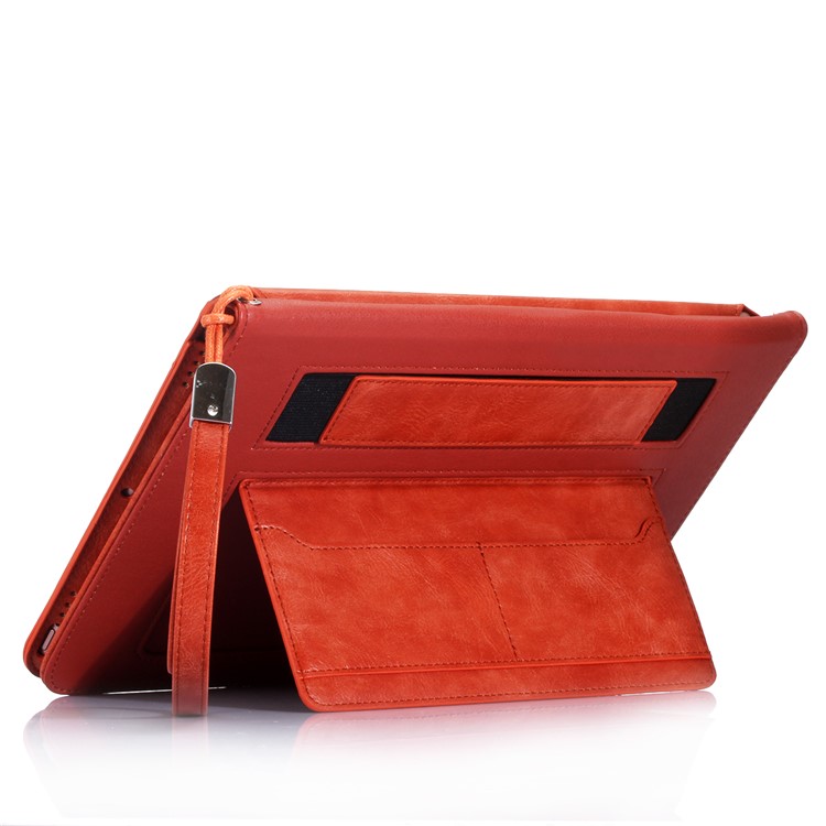 Imprint Marple Pattern Wallet Leather Handheld Tablet Case with Strap for iPad 9.7-inch (2018) / iPad 9.7-inch (2017) / iPad Pro 9.7 inch (2016) / Air 2 / Air - Orange-4