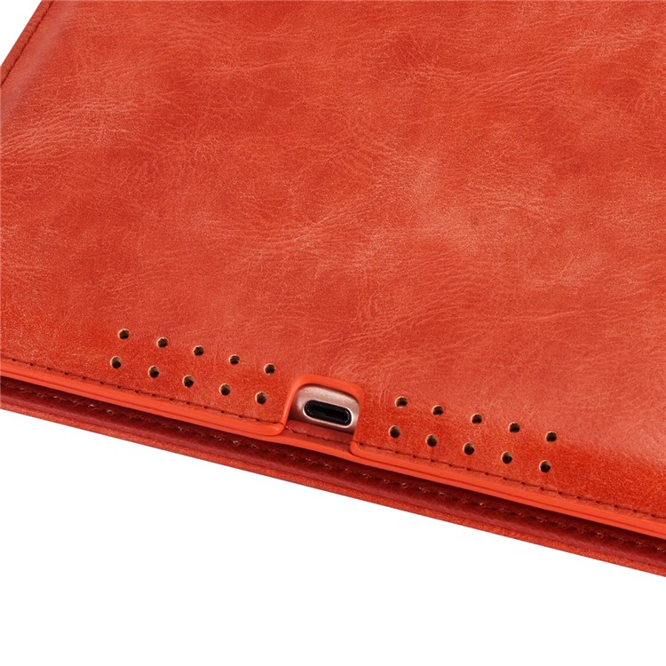 Imprint Marple Pattern Wallet Leather Handheld Tablet Case with Strap for iPad 9.7-inch (2018) / iPad 9.7-inch (2017) / iPad Pro 9.7 inch (2016) / Air 2 / Air - Orange-9