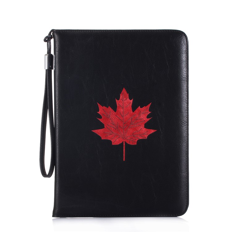 

Imprint Marple Pattern Wallet Leather Handheld Tablet Cover with Strap for iPad 9.7-inch (2018) / iPad 9.7-inch (2017) / iPad Pro 9.7 inch (2016) / Air 2 / Air - Black, iPad 9.7 (2018)